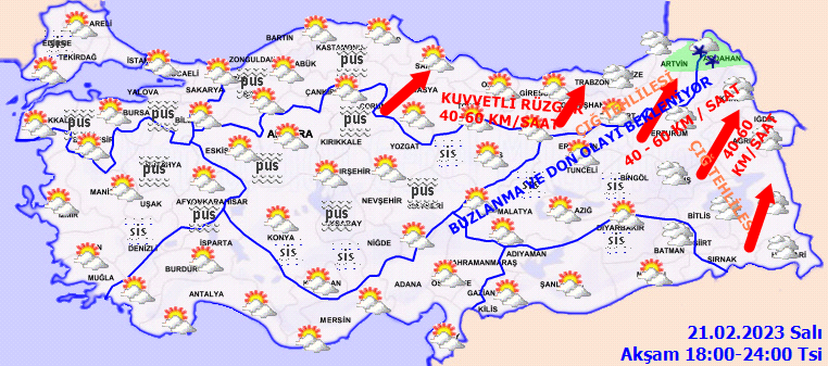 Kuvvetli rüzgar ve çığ tehlikesine dikkat! İşte 21 Şubat hava durumu tahminleri 4