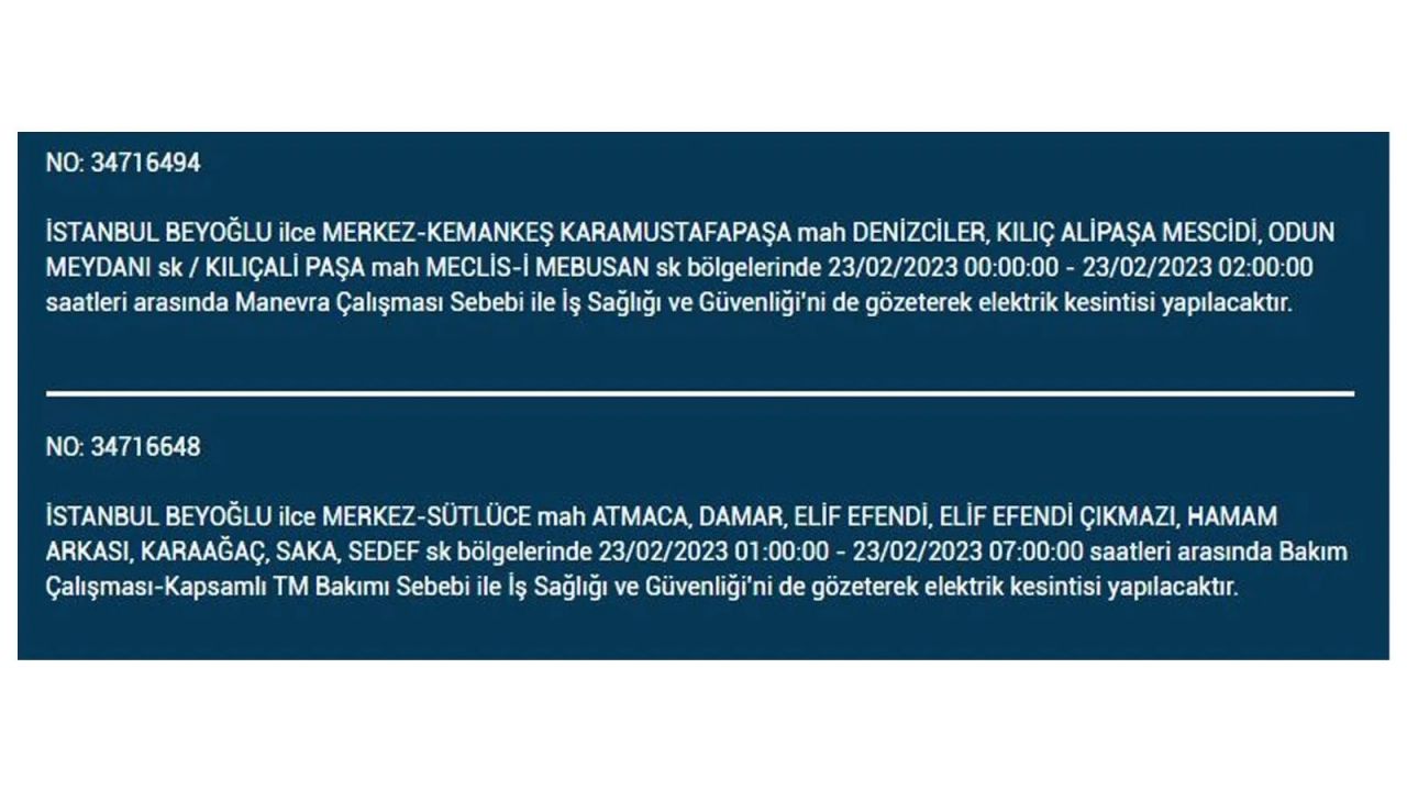 İstanbul'da elektrik kesintisi olan ilçeler açıklandı! İşte o ilçeler... 14