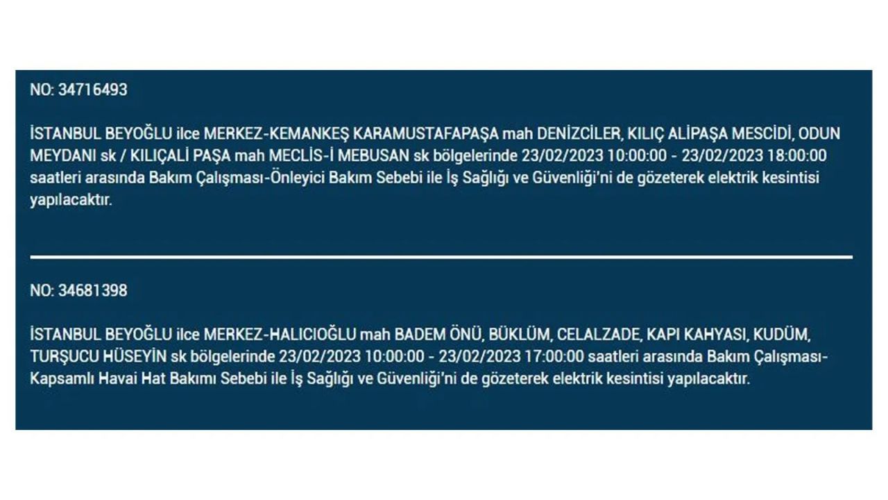 İstanbul'da elektrik kesintisi olan ilçeler açıklandı! İşte o ilçeler... 15