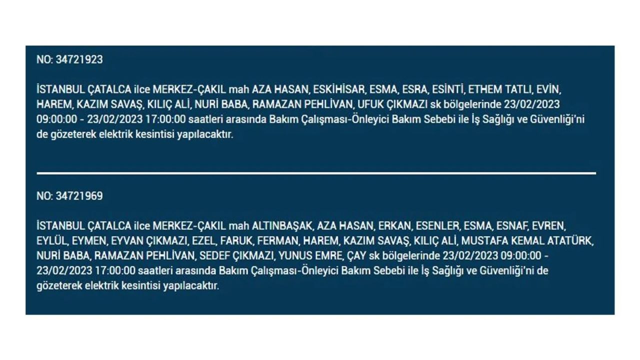 İstanbul'da elektrik kesintisi olan ilçeler açıklandı! İşte o ilçeler... 17