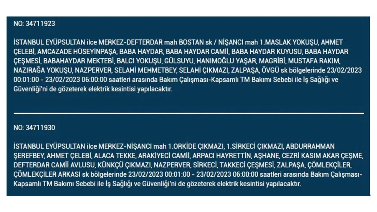 İstanbul'da elektrik kesintisi olan ilçeler açıklandı! İşte o ilçeler... 22