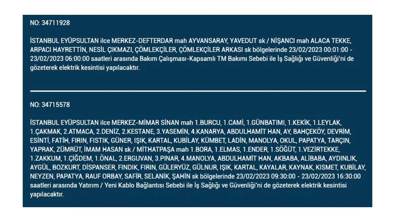 İstanbul'da elektrik kesintisi olan ilçeler açıklandı! İşte o ilçeler... 23