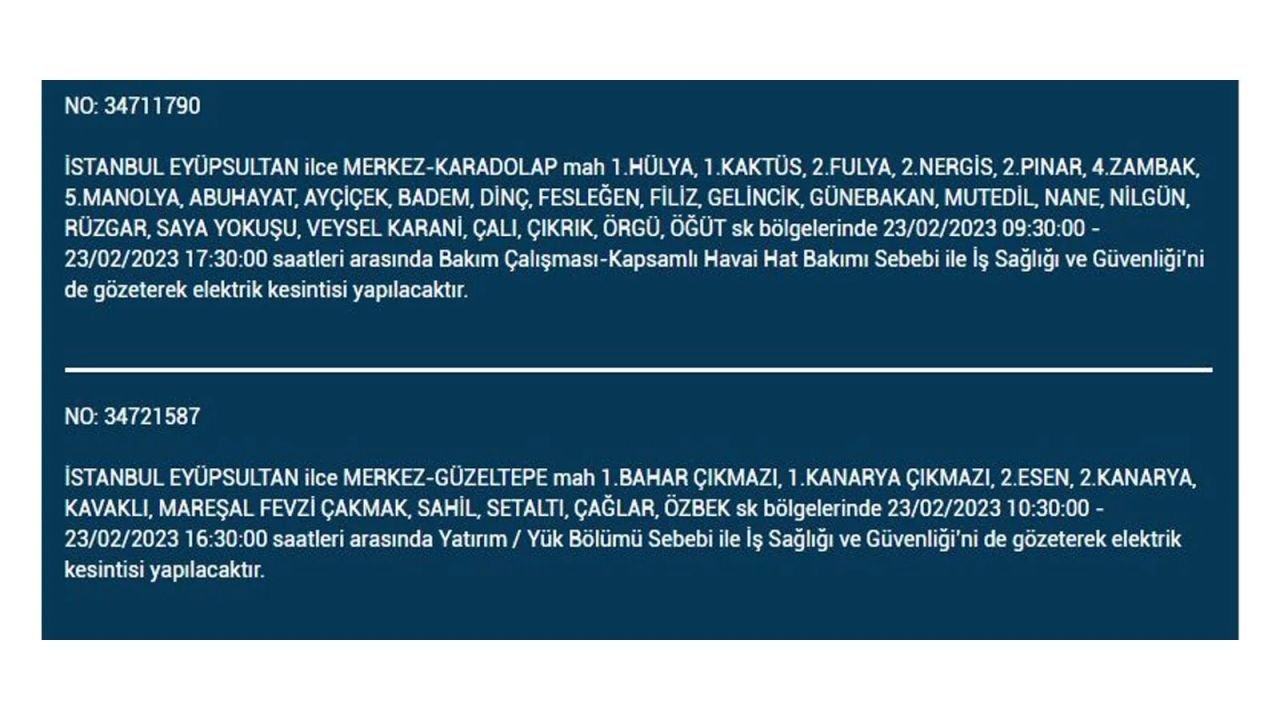 İstanbul'da elektrik kesintisi olan ilçeler açıklandı! İşte o ilçeler... 25