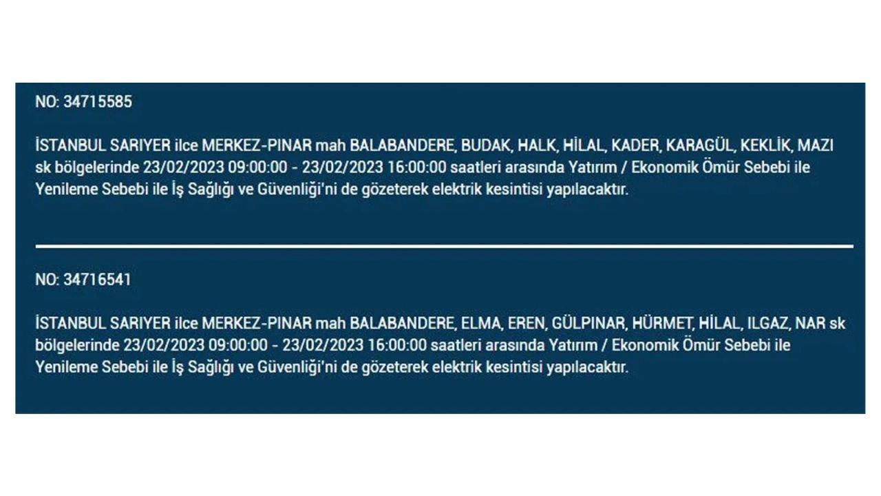 İstanbul'da elektrik kesintisi olan ilçeler açıklandı! İşte o ilçeler... 30