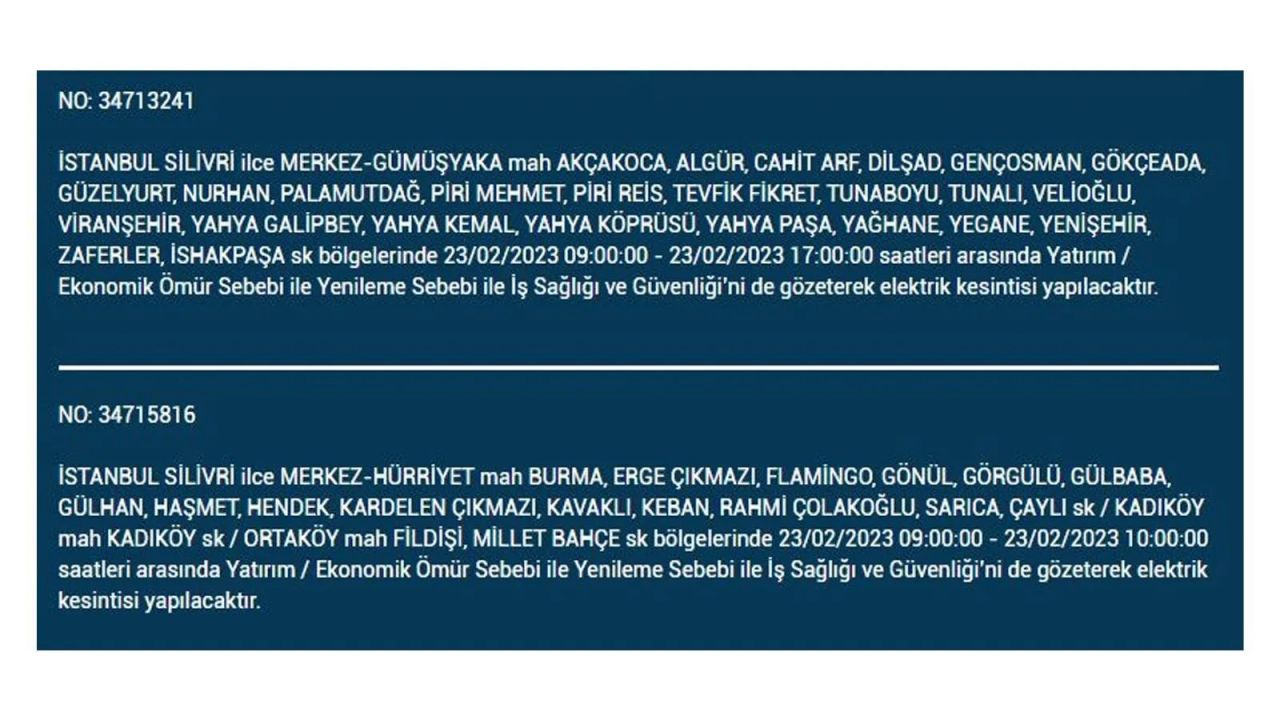İstanbul'da elektrik kesintisi olan ilçeler açıklandı! İşte o ilçeler... 31