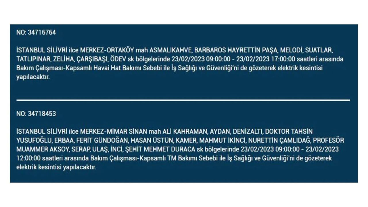 İstanbul'da elektrik kesintisi olan ilçeler açıklandı! İşte o ilçeler... 32