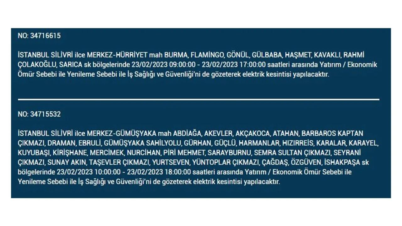 İstanbul'da elektrik kesintisi olan ilçeler açıklandı! İşte o ilçeler... 34