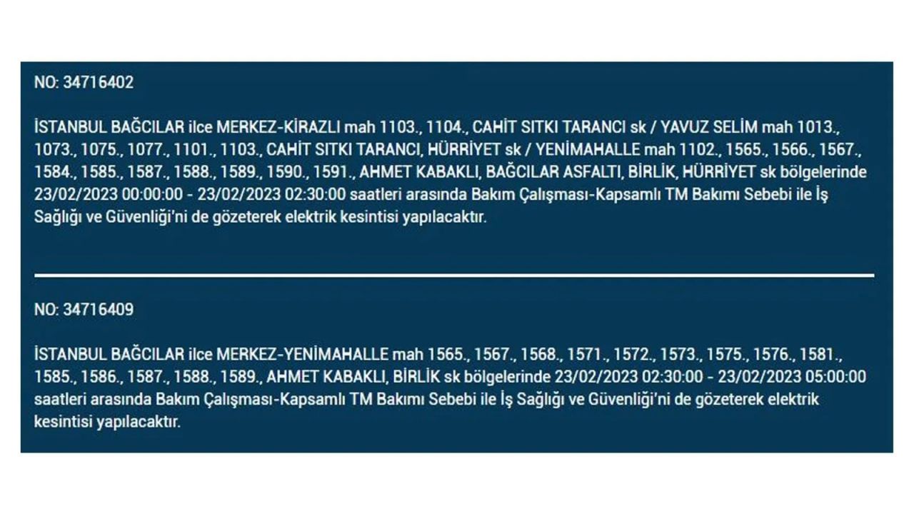 İstanbul'da elektrik kesintisi olan ilçeler açıklandı! İşte o ilçeler... 6