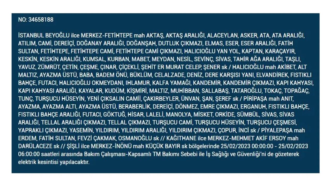 İstanbul'da bu ilçelerde elektrik kesilecek! İşte 25 Şubat İstanbul'da elektrik kesintisinin yaşanacağı o ilçeler... 15