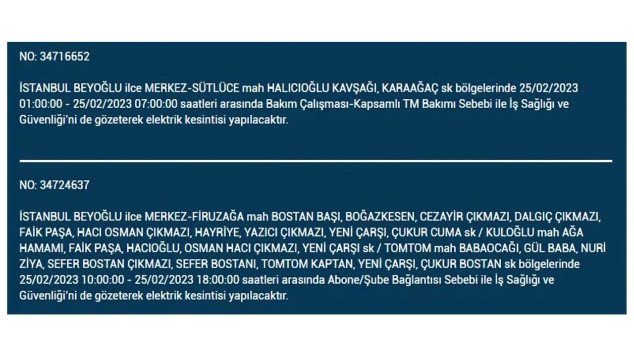İstanbul'da bu ilçelerde elektrik kesilecek! İşte 25 Şubat İstanbul'da elektrik kesintisinin yaşanacağı o ilçeler... 16