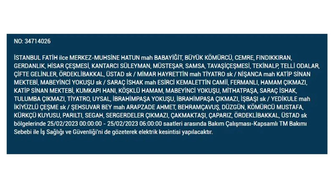 İstanbul'da bu ilçelerde elektrik kesilecek! İşte 25 Şubat İstanbul'da elektrik kesintisinin yaşanacağı o ilçeler... 21