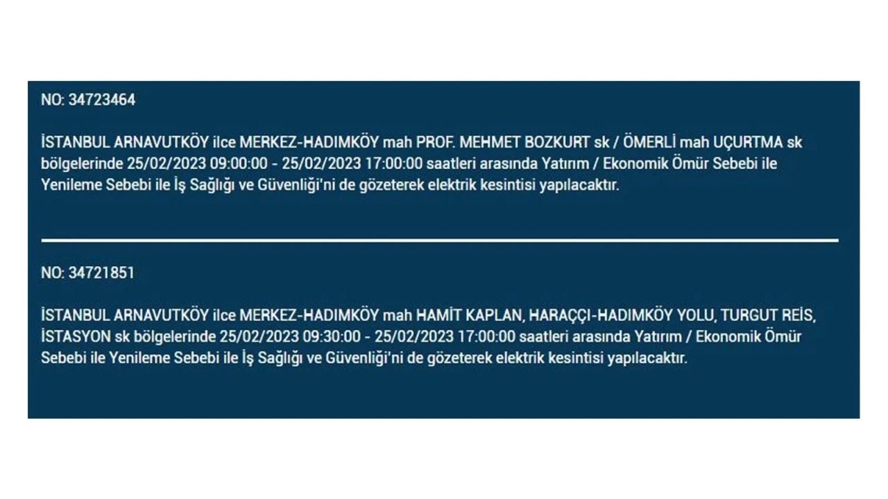 İstanbul'da bu ilçelerde elektrik kesilecek! İşte 25 Şubat İstanbul'da elektrik kesintisinin yaşanacağı o ilçeler... 2