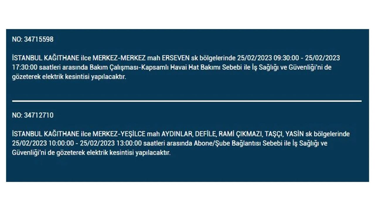 İstanbul'da bu ilçelerde elektrik kesilecek! İşte 25 Şubat İstanbul'da elektrik kesintisinin yaşanacağı o ilçeler... 23