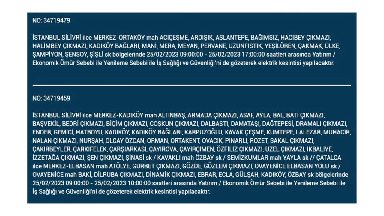 İstanbul'da bu ilçelerde elektrik kesilecek! İşte 25 Şubat İstanbul'da elektrik kesintisinin yaşanacağı o ilçeler... 25