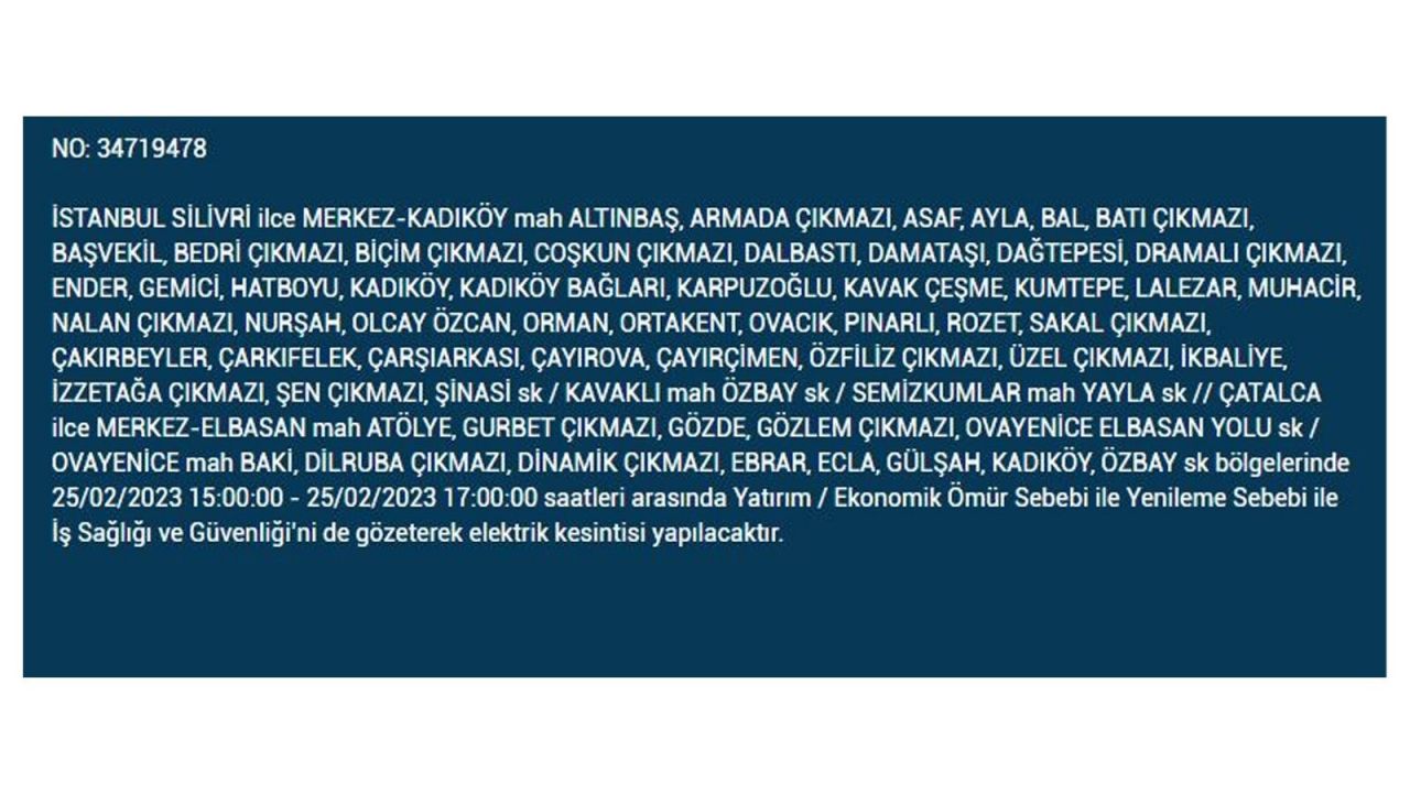 İstanbul'da bu ilçelerde elektrik kesilecek! İşte 25 Şubat İstanbul'da elektrik kesintisinin yaşanacağı o ilçeler... 26