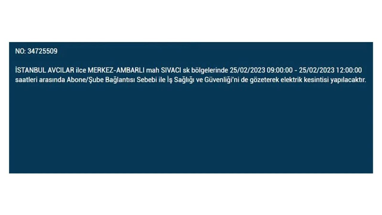 İstanbul'da bu ilçelerde elektrik kesilecek! İşte 25 Şubat İstanbul'da elektrik kesintisinin yaşanacağı o ilçeler... 3