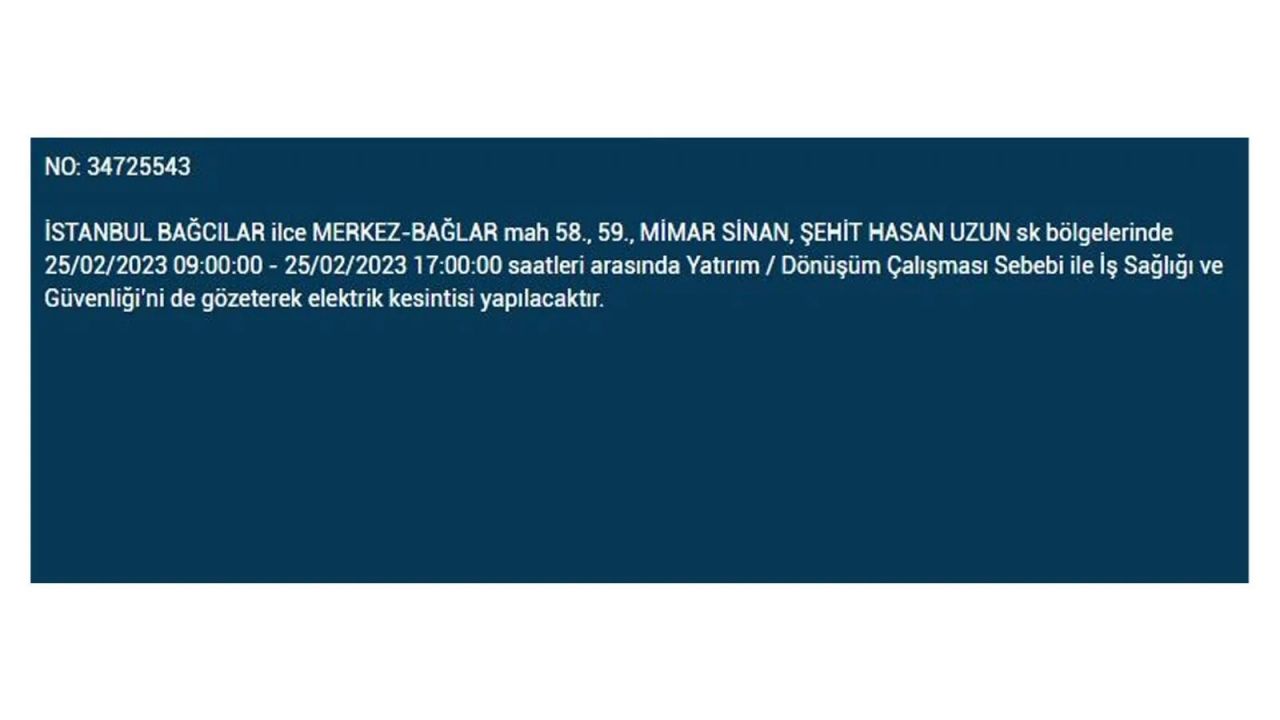 İstanbul'da bu ilçelerde elektrik kesilecek! İşte 25 Şubat İstanbul'da elektrik kesintisinin yaşanacağı o ilçeler... 4