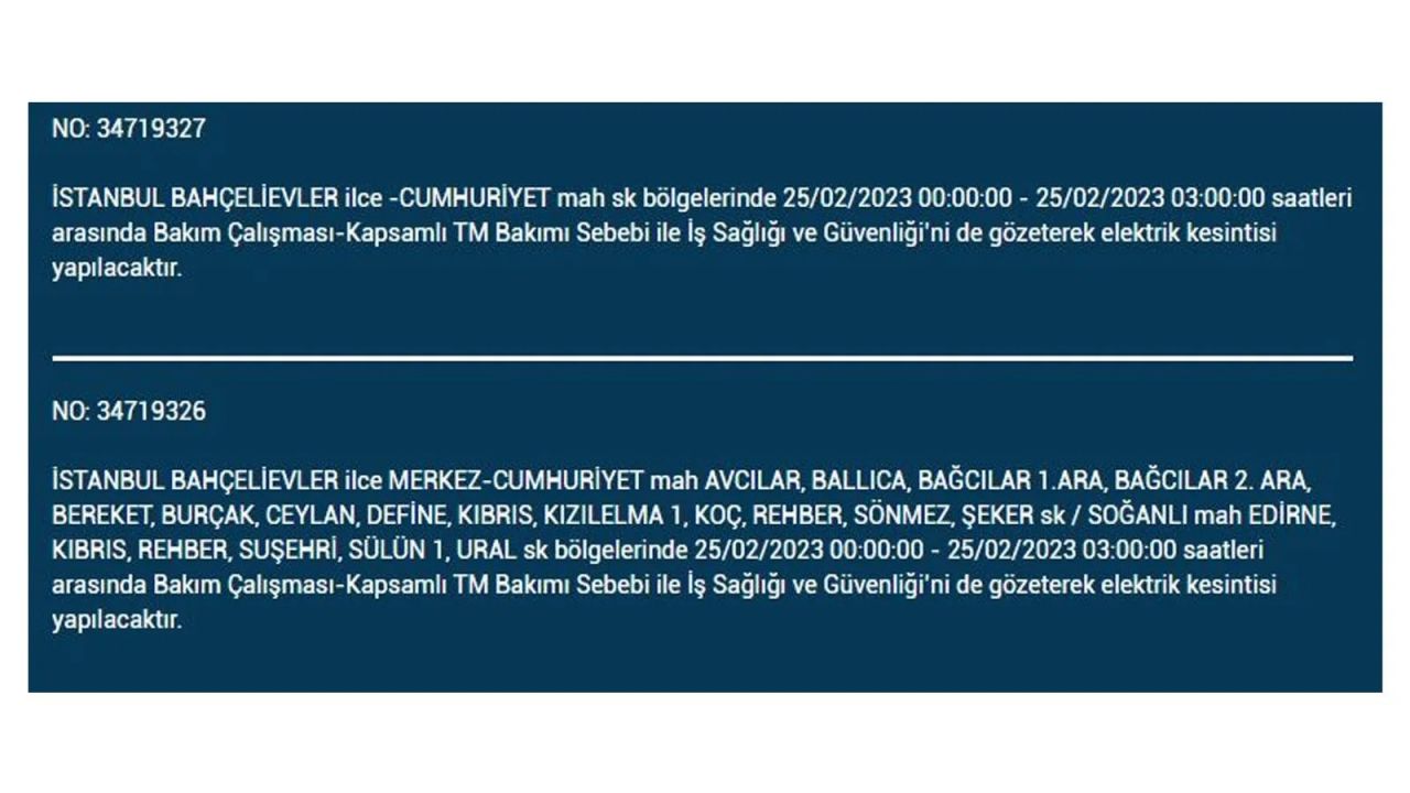 İstanbul'da bu ilçelerde elektrik kesilecek! İşte 25 Şubat İstanbul'da elektrik kesintisinin yaşanacağı o ilçeler... 5