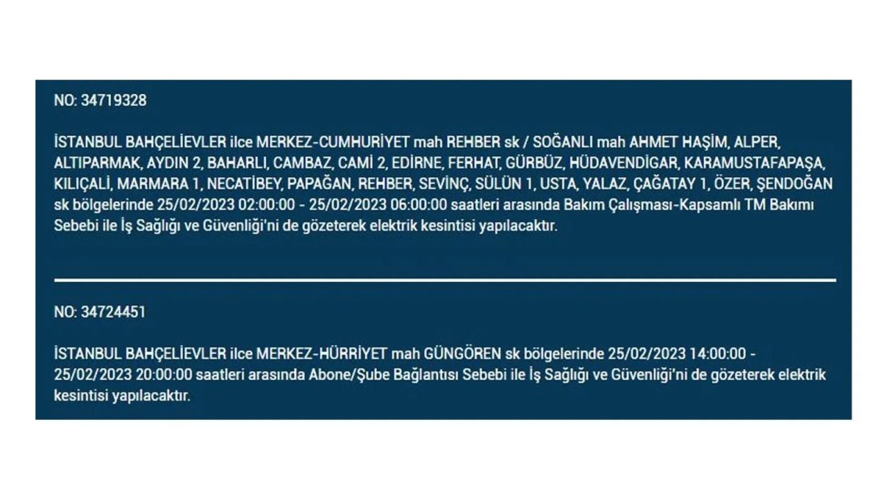 İstanbul'da bu ilçelerde elektrik kesilecek! İşte 25 Şubat İstanbul'da elektrik kesintisinin yaşanacağı o ilçeler... 6