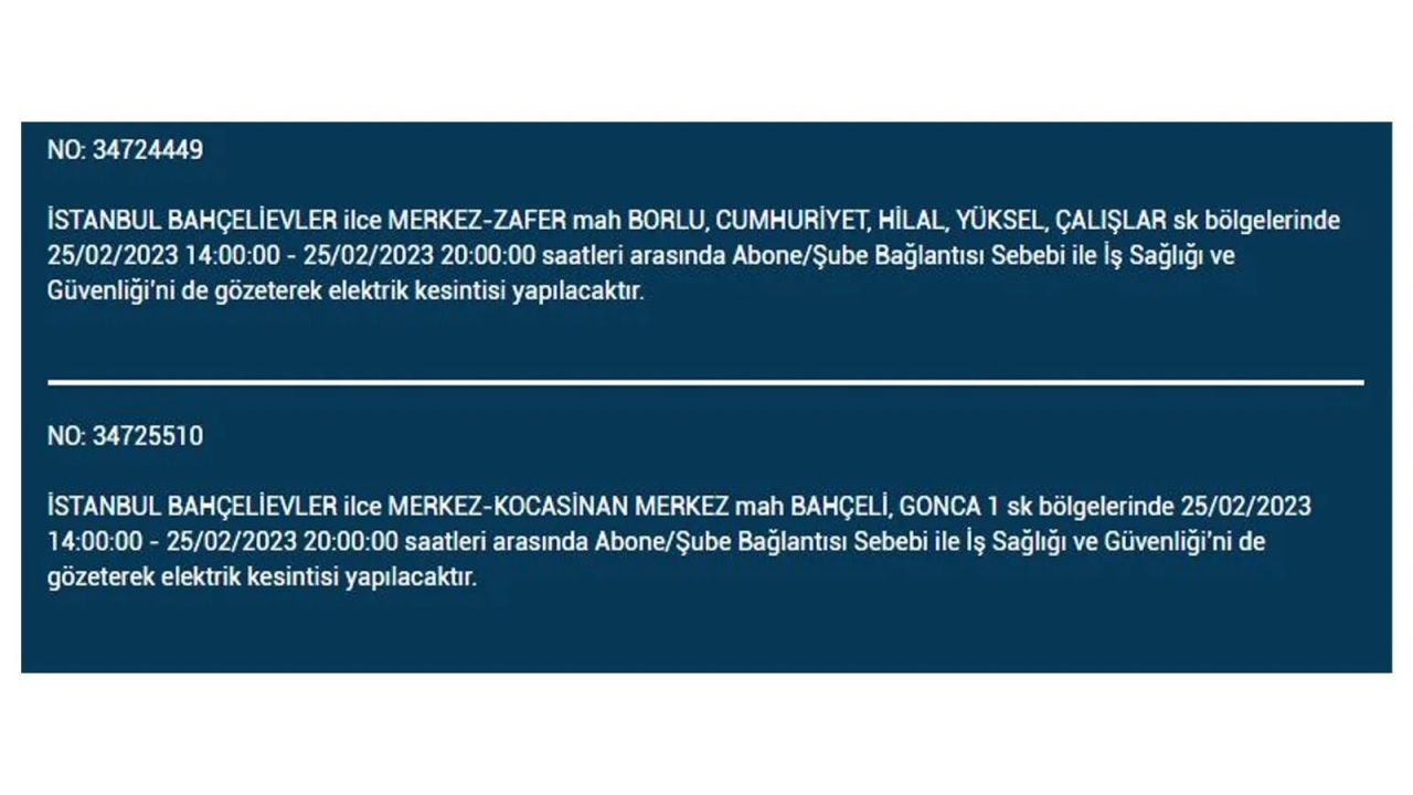 İstanbul'da bu ilçelerde elektrik kesilecek! İşte 25 Şubat İstanbul'da elektrik kesintisinin yaşanacağı o ilçeler... 8