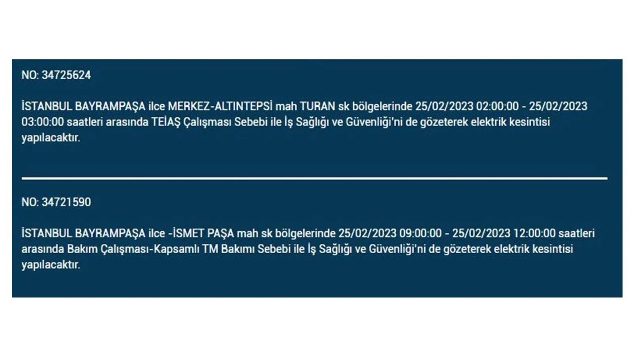 İstanbul'da bu ilçelerde elektrik kesilecek! İşte 25 Şubat İstanbul'da elektrik kesintisinin yaşanacağı o ilçeler... 9