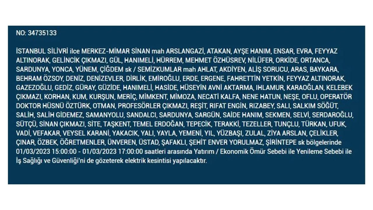 İstanbul'da elektrik kesintisi! Elektriğin kesileceği ilçeler belli oldu! 1 Mart elektrik kesintisi 36