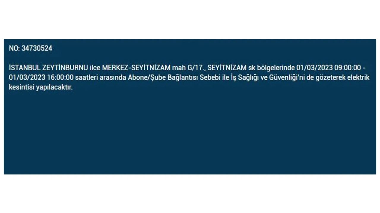 İstanbul'da elektrik kesintisi! Elektriğin kesileceği ilçeler belli oldu! 1 Mart elektrik kesintisi 40