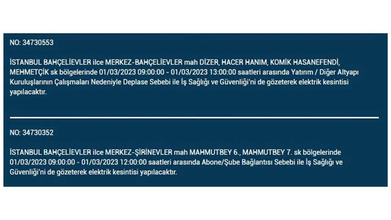 İstanbul'da elektrik kesintisi! Elektriğin kesileceği ilçeler belli oldu! 1 Mart elektrik kesintisi 9