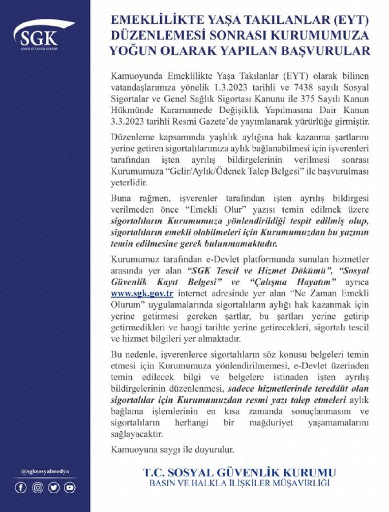EYT'liler "Emekli olabilir" belgesini e-Devlet'ten alabilecek 3