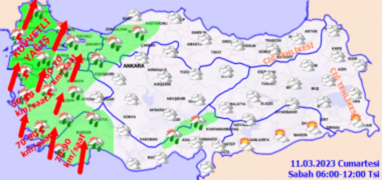 Meteoroloji'den 58 şehre uyarı! Kuvvetli rüzgar, fırtına ve sağanak geliyor 2