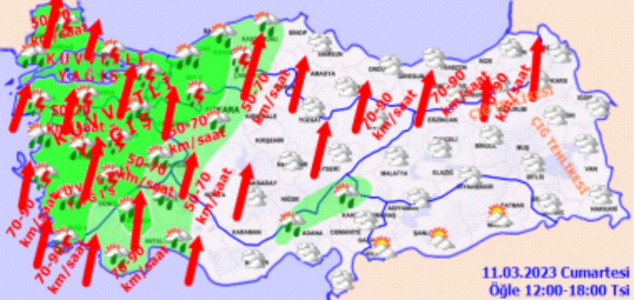 Meteoroloji'den 58 şehre uyarı! Kuvvetli rüzgar, fırtına ve sağanak geliyor 5