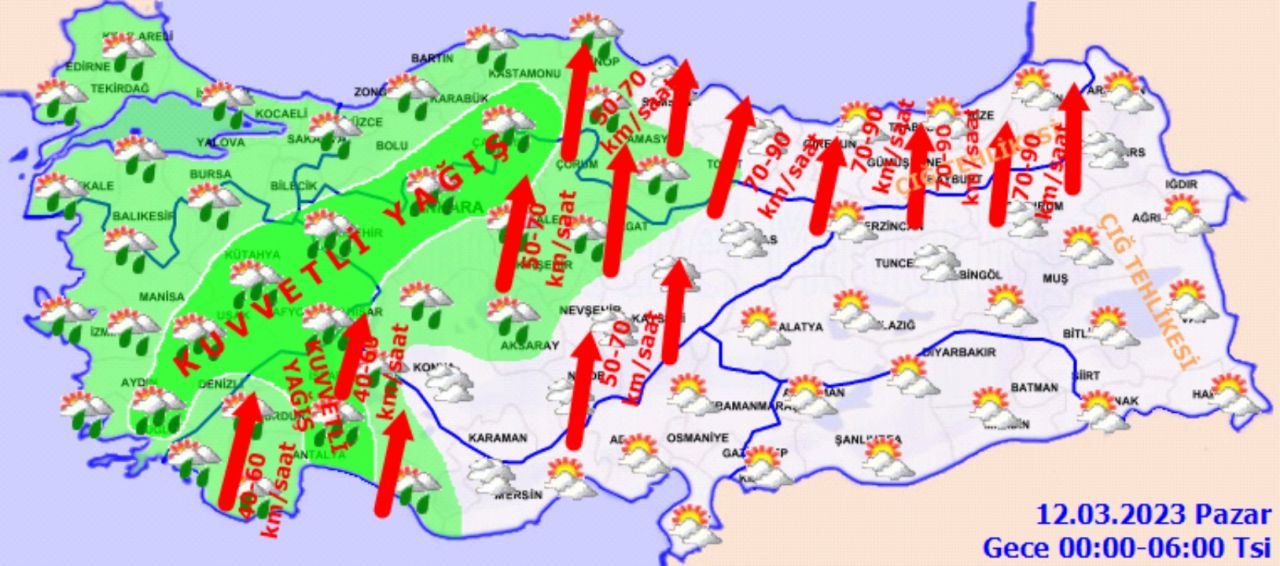 Meteoroloji'den 58 şehre uyarı! Kuvvetli rüzgar, fırtına ve sağanak geliyor 3