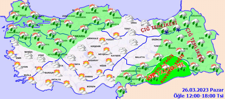 Meteoroloji bu illere dikkat çekti: Kuvvetli yağış ve rüzgara dikkat! 26 Mart Pazar yurt genelinde hava durumu 1
