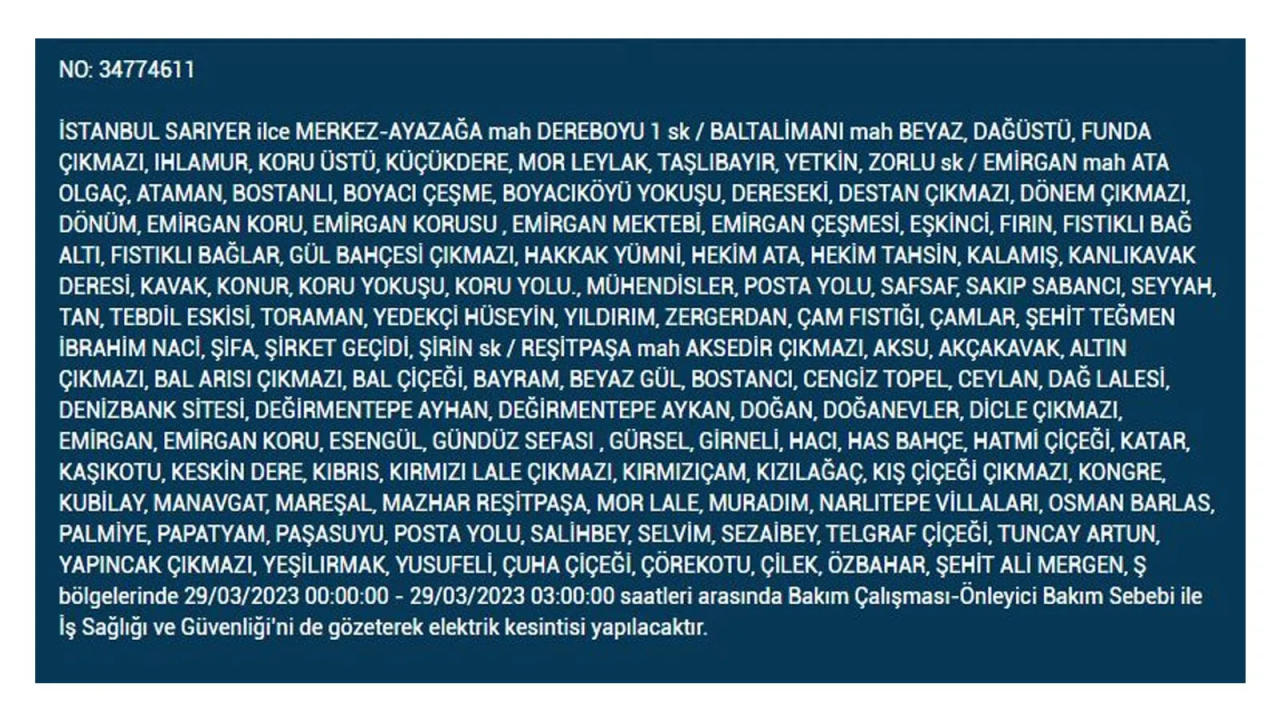 İstanbul'da elektriğin kesileceği ilçeler belli oldu! İşte 29 Mart'ta elektrik kesintisi yaşayacak ilçeler ve mahalleler... 27