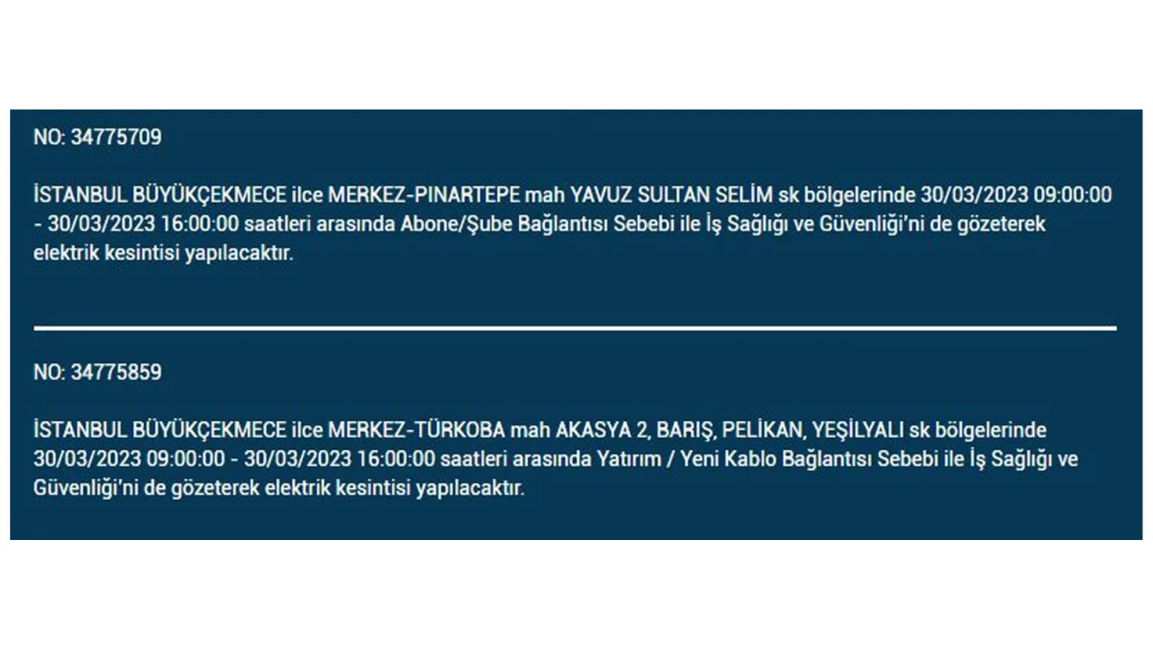 İstanbul'da elektriğin kesileceği ilçeler belli oldu! İşte 30 Mart'ta elektrik kesintisi yaşayacak ilçeler ve mahalleler... 13