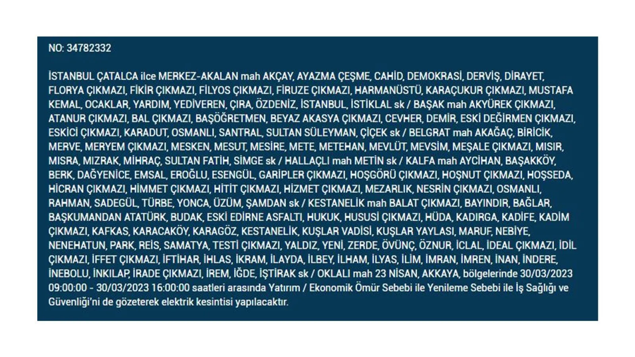 İstanbul'da elektriğin kesileceği ilçeler belli oldu! İşte 30 Mart'ta elektrik kesintisi yaşayacak ilçeler ve mahalleler... 16
