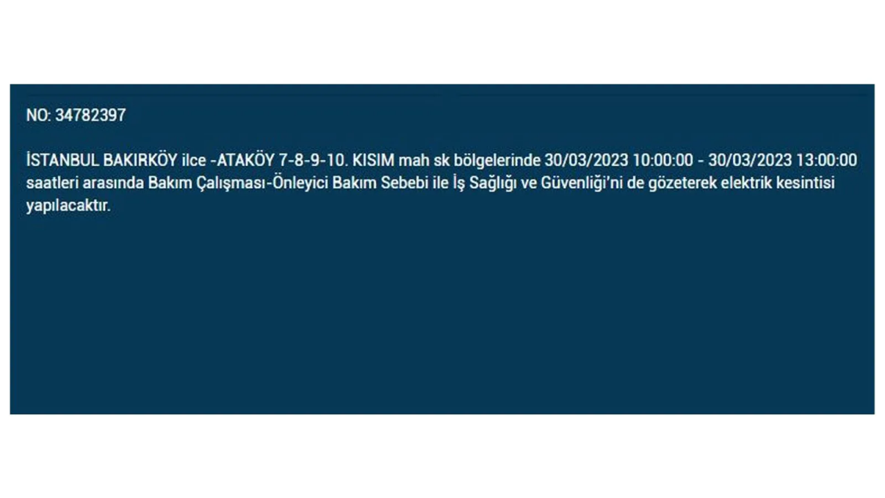İstanbul'da elektriğin kesileceği ilçeler belli oldu! İşte 30 Mart'ta elektrik kesintisi yaşayacak ilçeler ve mahalleler... 9