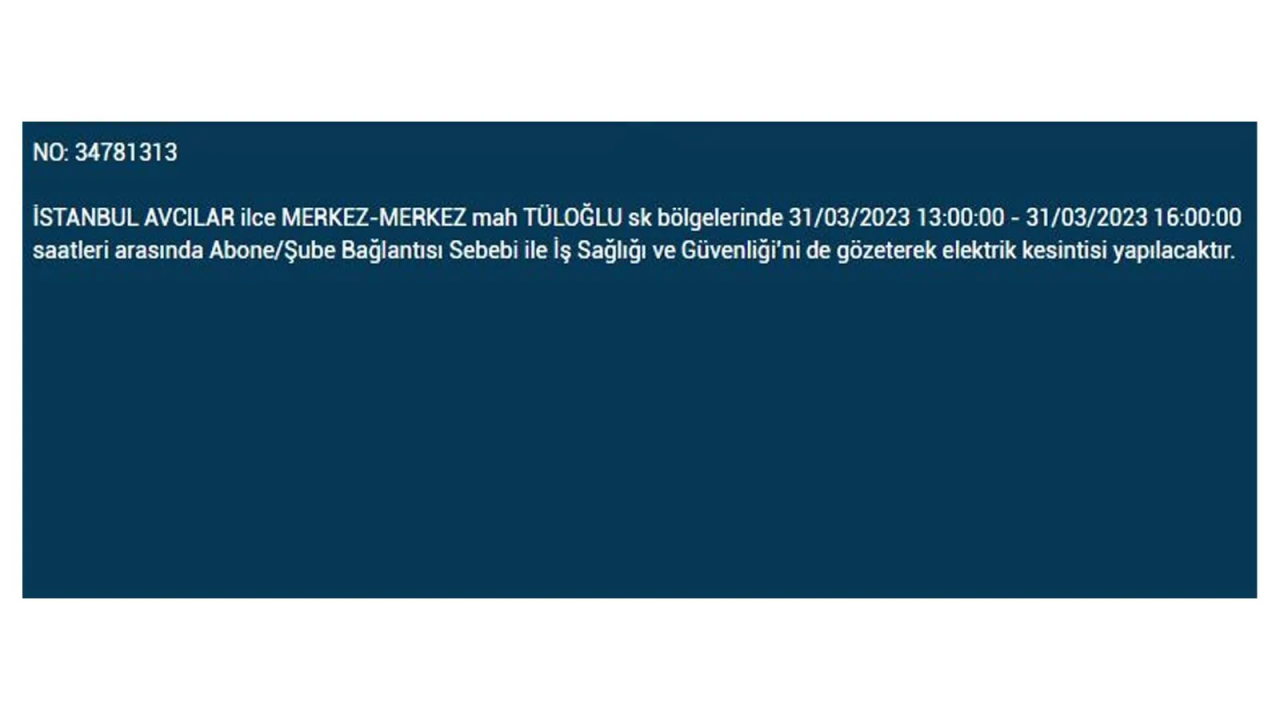 İstanbul'da elektriğin kesileceği ilçeler belli oldu! İşte 31 Mart'ta elektrik kesintisi yaşayacak ilçeler ve mahalleler... 4