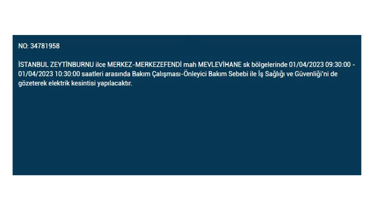 İstanbul'da elektriğin kesileceği ilçeler belli oldu! İşte 1 Nisan'da elektrik kesintisi yaşayacak ilçeler ve mahalleler... 23