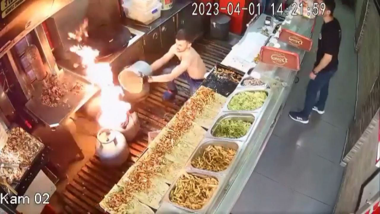 Alev alan tüp korku dolu anlar yaşattı! O anlar kamerada 3