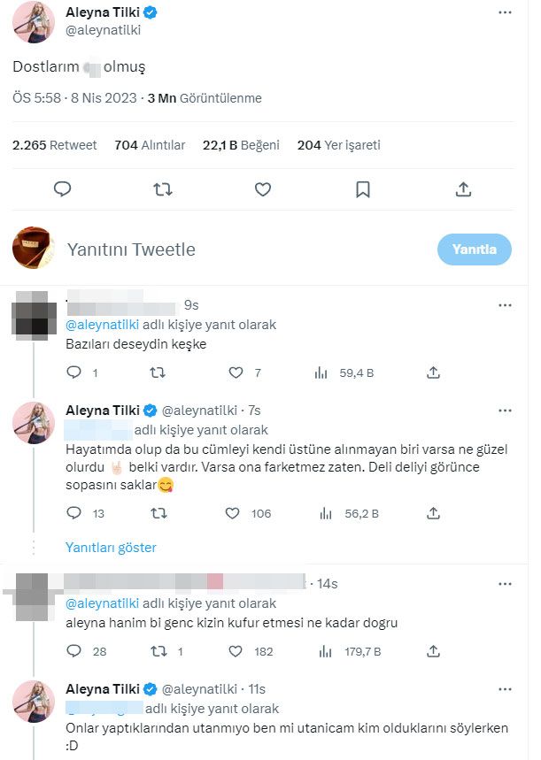 “Dostlarım o… olmuş” Aleyna Tilki küfür yağdırdı… 3