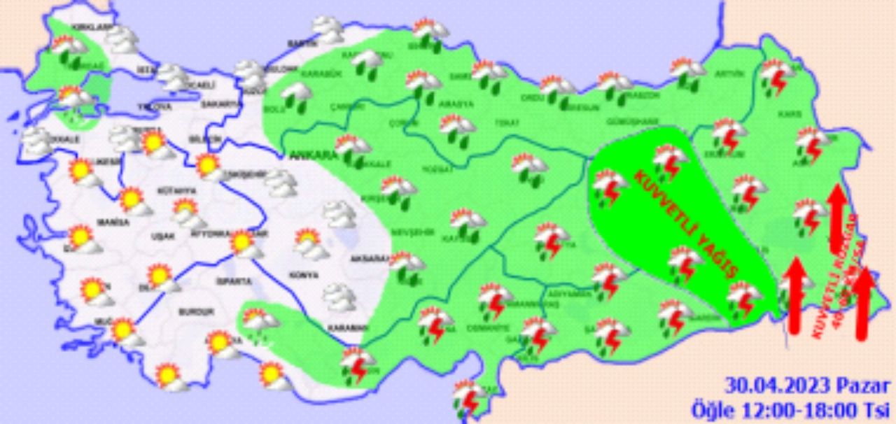 Meteorolojiden 9 ile kuvvetli yağış uyarısı! 30 Nisan 2023 yurt geneli hava durumu 4
