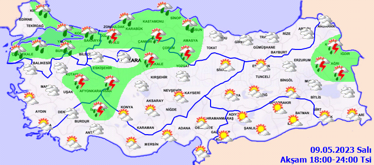 Meteorolojiden birçok kent için sağanak uyarısı! İşte 9 Mayıs 2023 hava durumu tahminleri 4