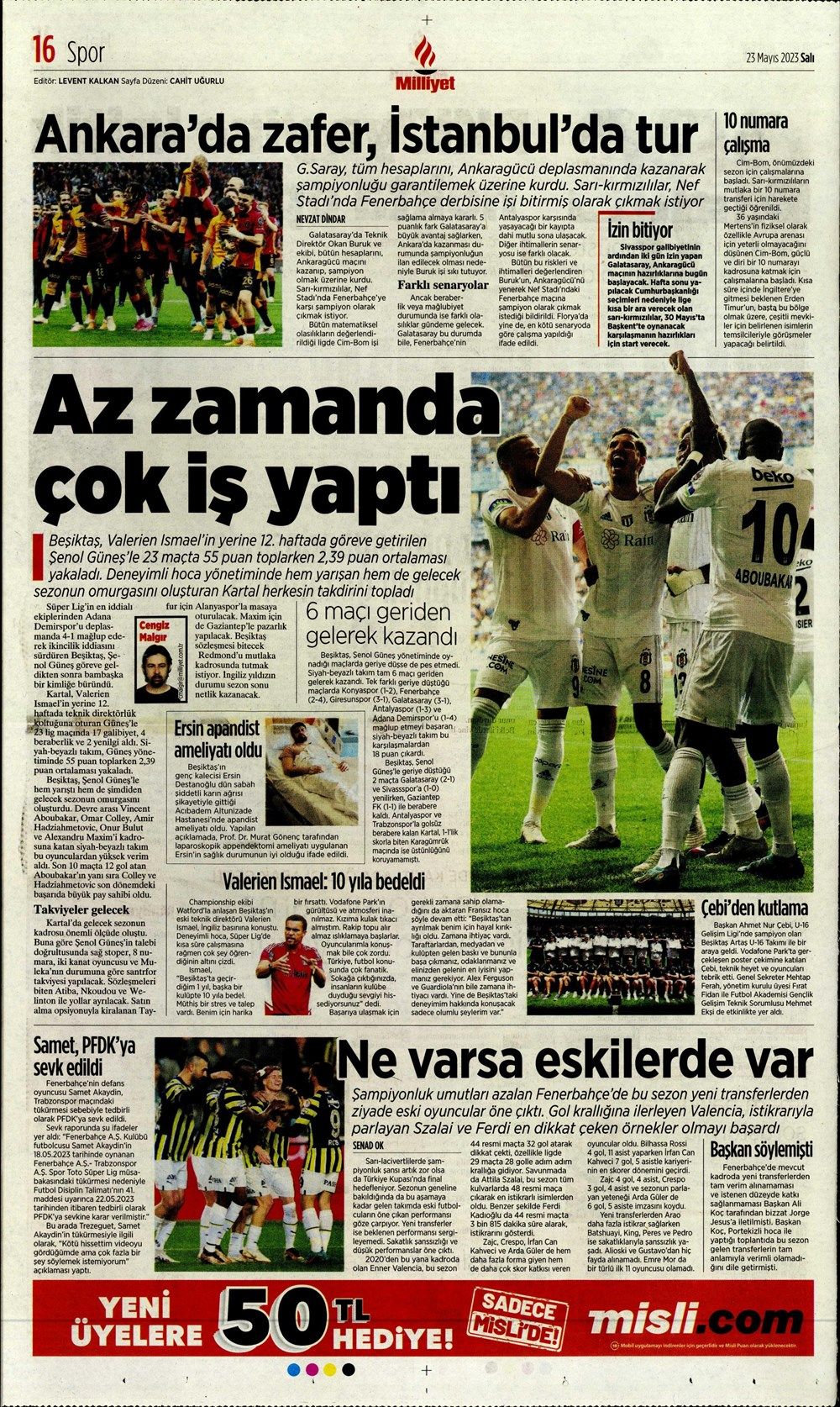 Galatasaray'ın Şampiyonlar Ligi planı - Sporda günün manşetleri 23