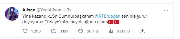 Türkiye seçimini yaptı! Ünlülerden Cumhurbaşkanı Erdoğan'a tebrik mesajları 3