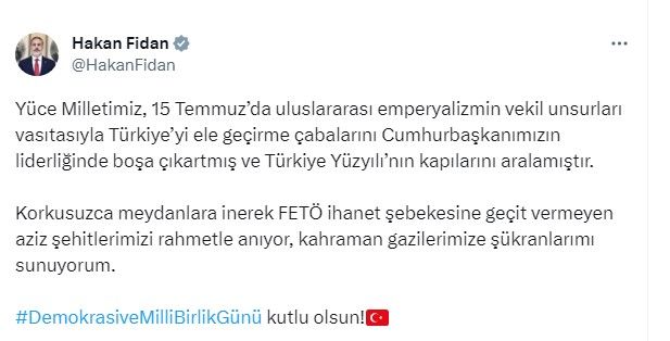 Siyasilerden 15 Temmuz mesajı! ''Hainlerle mücadelemiz azim ve kararlılıkla sürecek'' 4