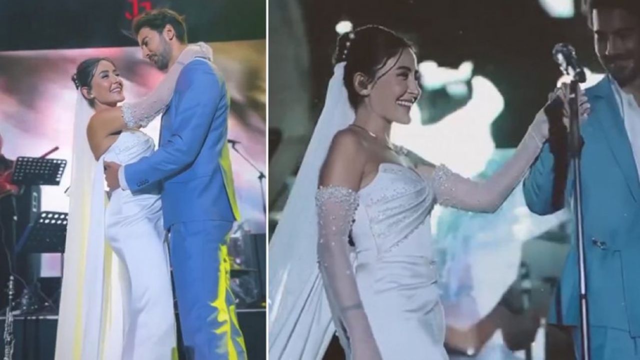 Melek Mosso, 2 yıldır aşk yaşadığı Serkan Sağdıç ile evlendi! Nikahın hemen ardından gelinliği ile sahneye çıkarak... 2