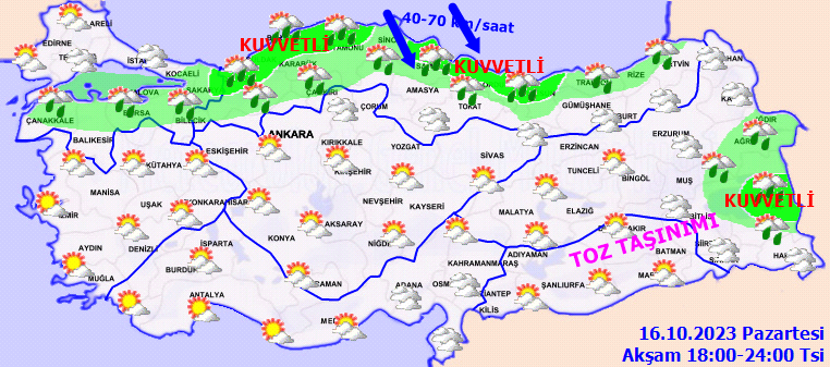 Meteorolojiden 8 il için sarı kodlu uyarı! Kuvvetli yağış, fırtına ve toz taşınımına dikkat... 4