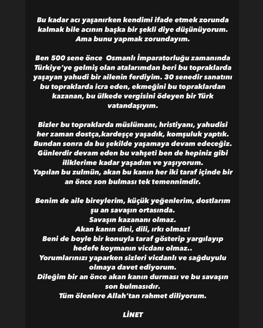 Hamas'a 'katil' dedi ama İsrail'in katliamına sessiz kaldı: İsrail asıllı şarkıcı Linet'e tepkiler çığ gibi büyüdü! Kendini aklamaya çalışırken bile... 5