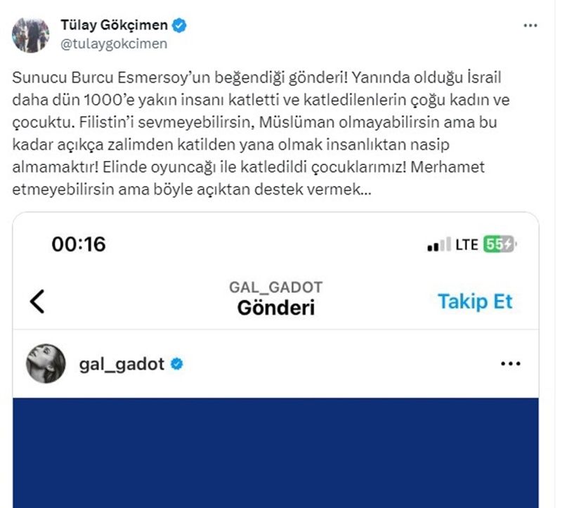''İsrail'in yanındayım'' şeklindeki paylaşımı beğenince tepkiler çığ gibi büyüdü! Burcu Esmersoy'dan açıklama geldi: Suçu bakın kime attı 3